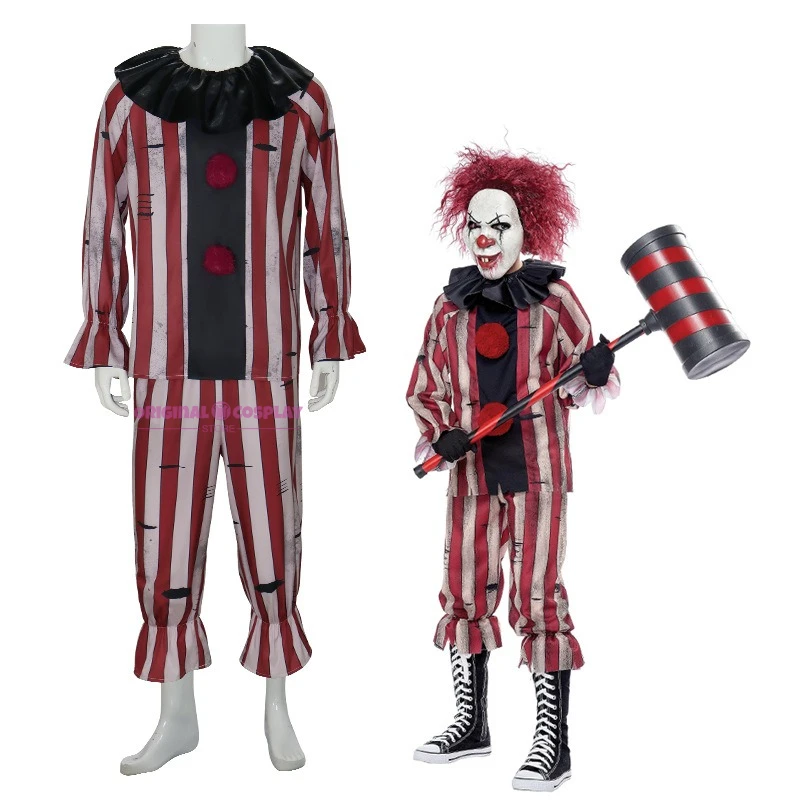 

Halloween Horror Scary Clown Nightmere Party Creepy Killer Clown Cosplay Costume Red Wig Party Carnival Women Masquerade Outfit