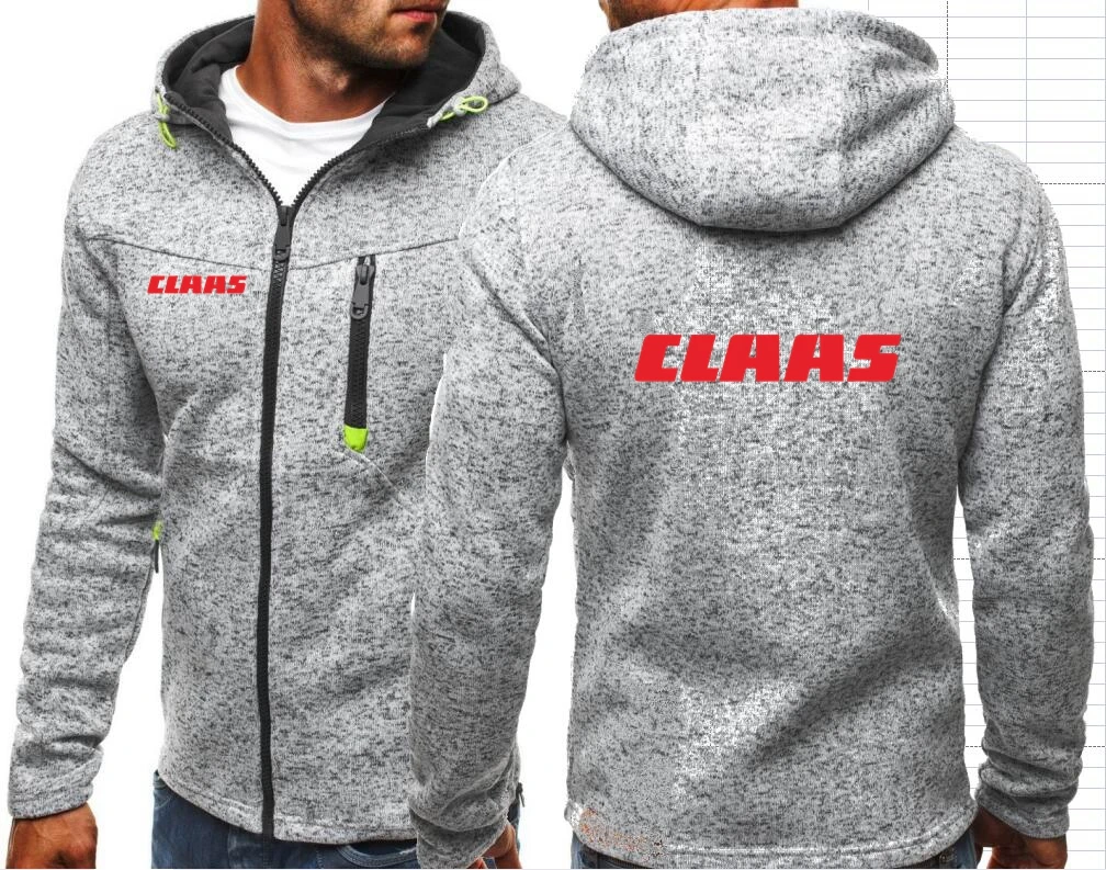 Claas Men\'s Hoodies Sweatshirts Tractor Farming Male Jacquard Hoodie Jackets Fleece Men Hooded Zipper Sweatshirt For Male Hoody