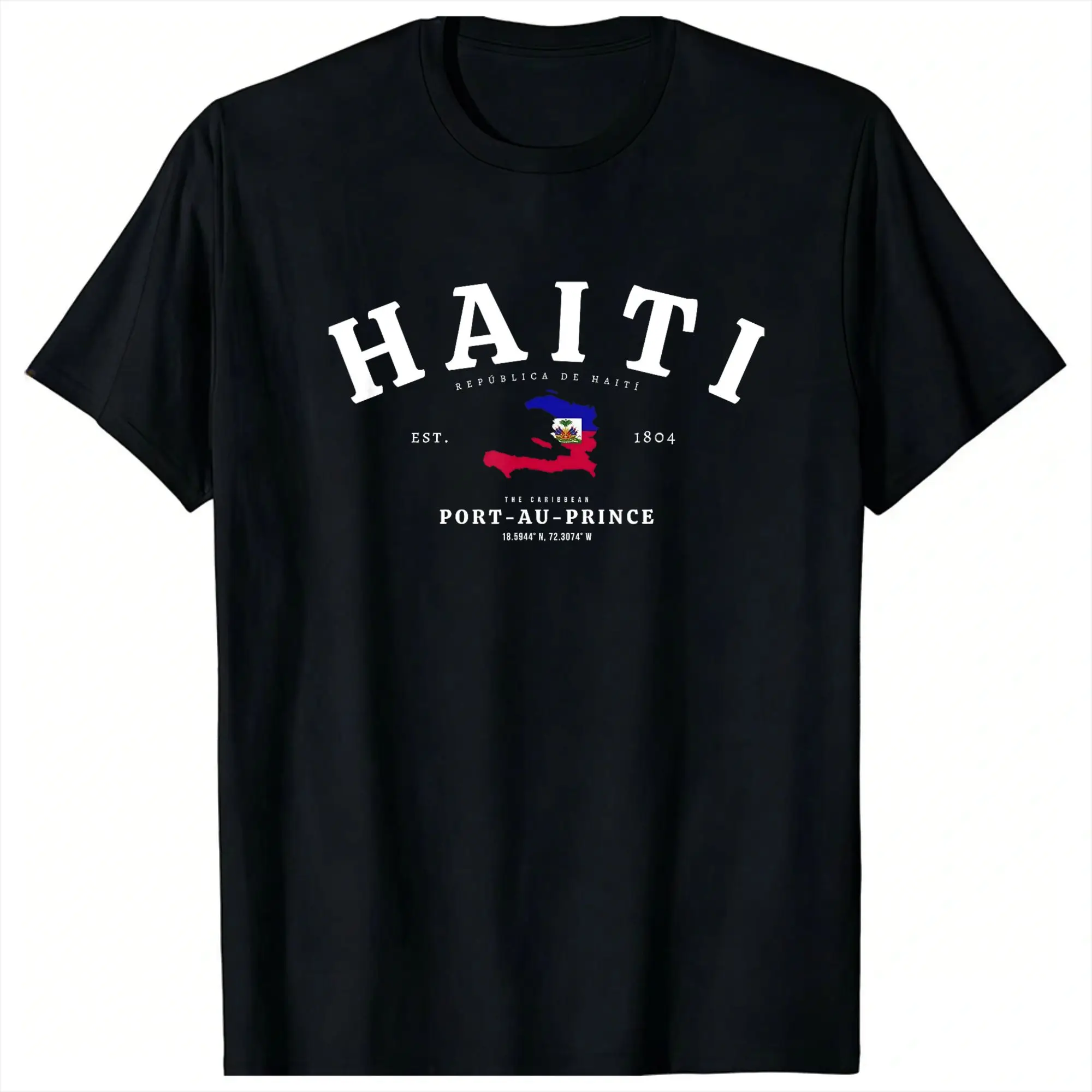 Couple T-Shirt Haitian Flag T Shirts Fashion  Beach Tees Y2K Basic Pure Cotton Tops Plus Size