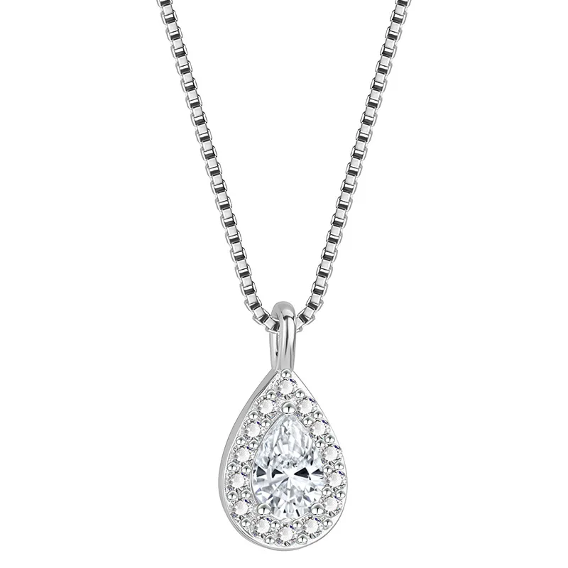 

925 Silver Versatile Sparkling Zircon Water Drop Pendant for Women's Birthday Party Gift