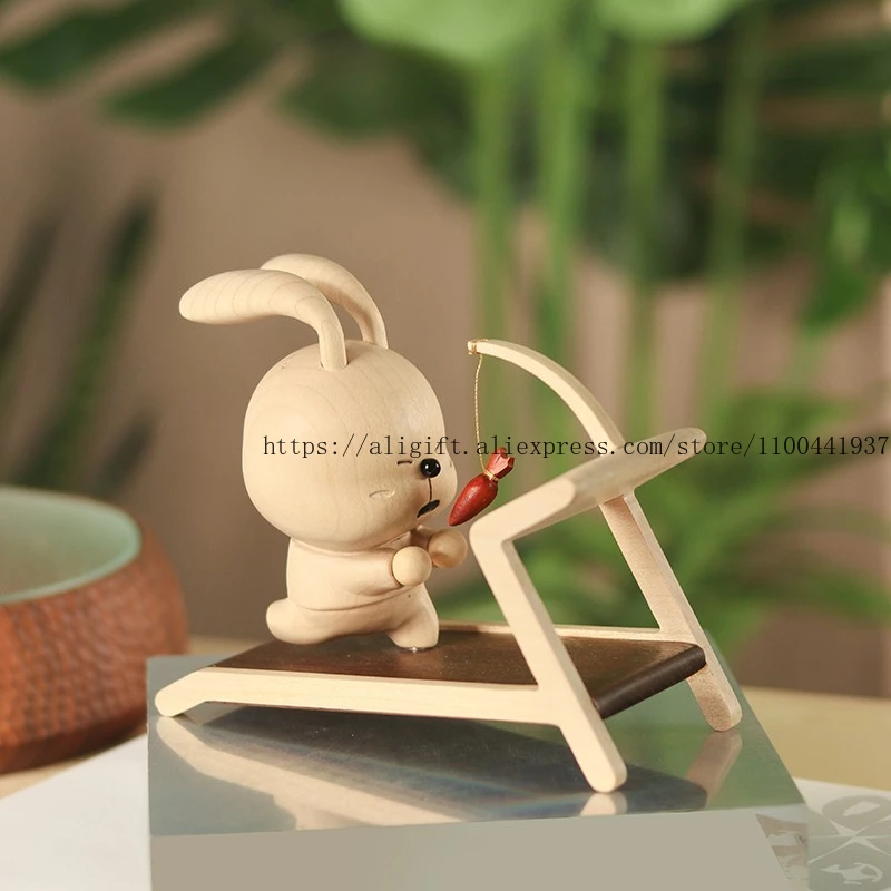 

Rabbit Ornament Cute Creative Living Room Desk Ornament Figure Ornament Wood Carving Girl Gift