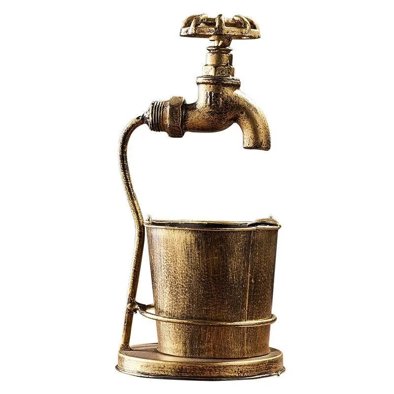 Vintage Chinese Style Iron Ashtray Retro Water Pump Design Home Desktop Decor Ornament Lucky Gift For Men Husband Father Smokers