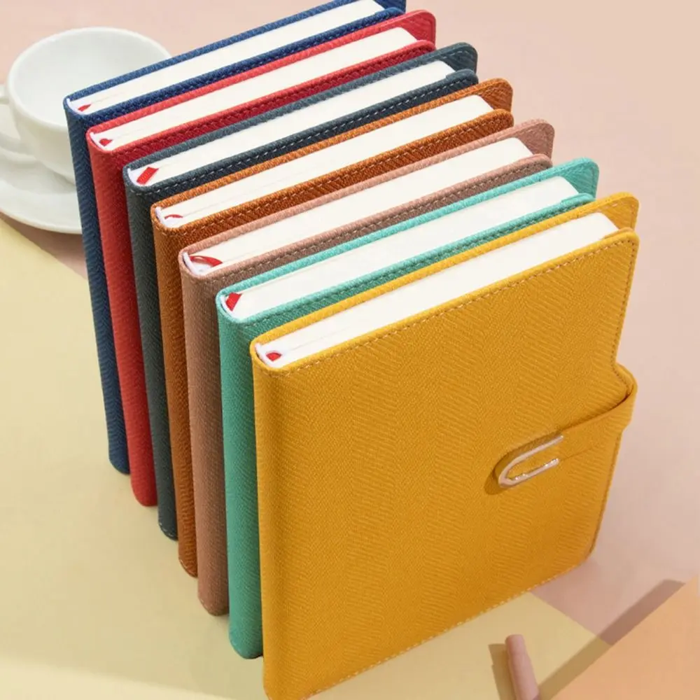 200 Pages A5 Notepad PU Leather Cover Thickened Paper Students Notebook Horizontal Line Wear-resistant Diary Meeting Minutes