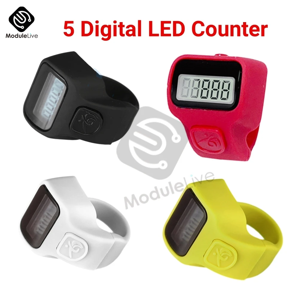 5 Digital LED Counter Electronic Finger Clicker Smart Ring Click Lap Counter Event Clicker Finger Counters Golf Lap Counting