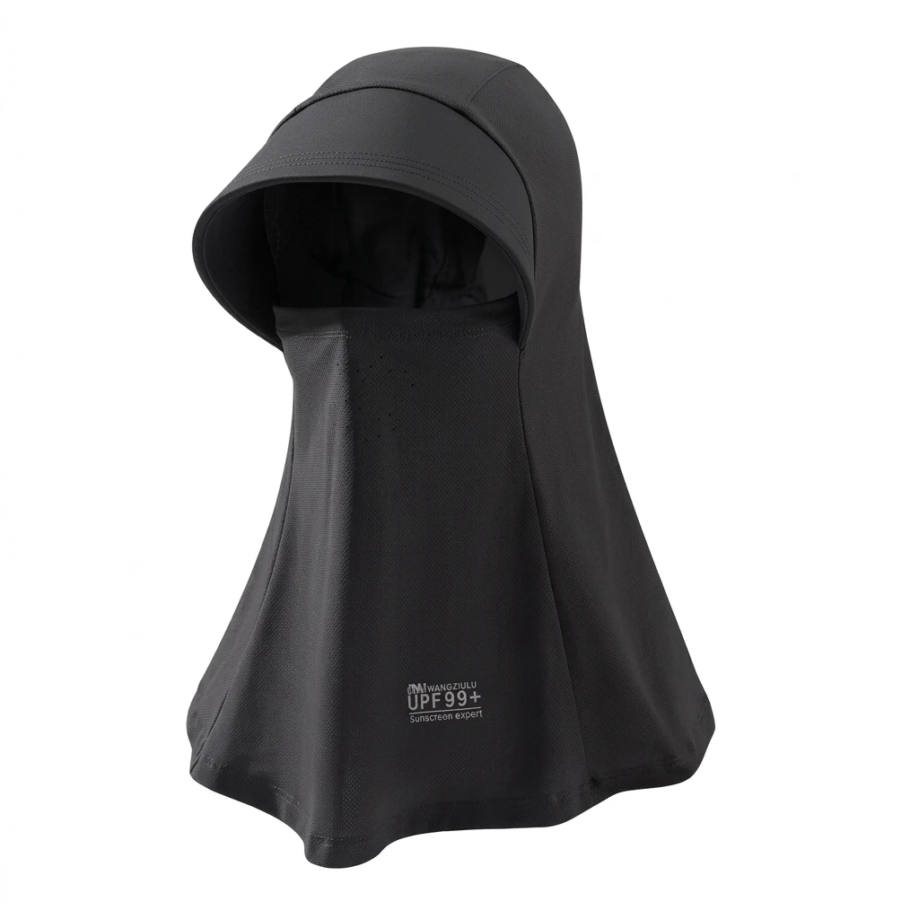 AliExpress NONE Ice Silk Sun-Protection Mask Full Face Coverage UV Blocking Breathable for Cycling Hiking and Outdoor Sports Black 37x28cm