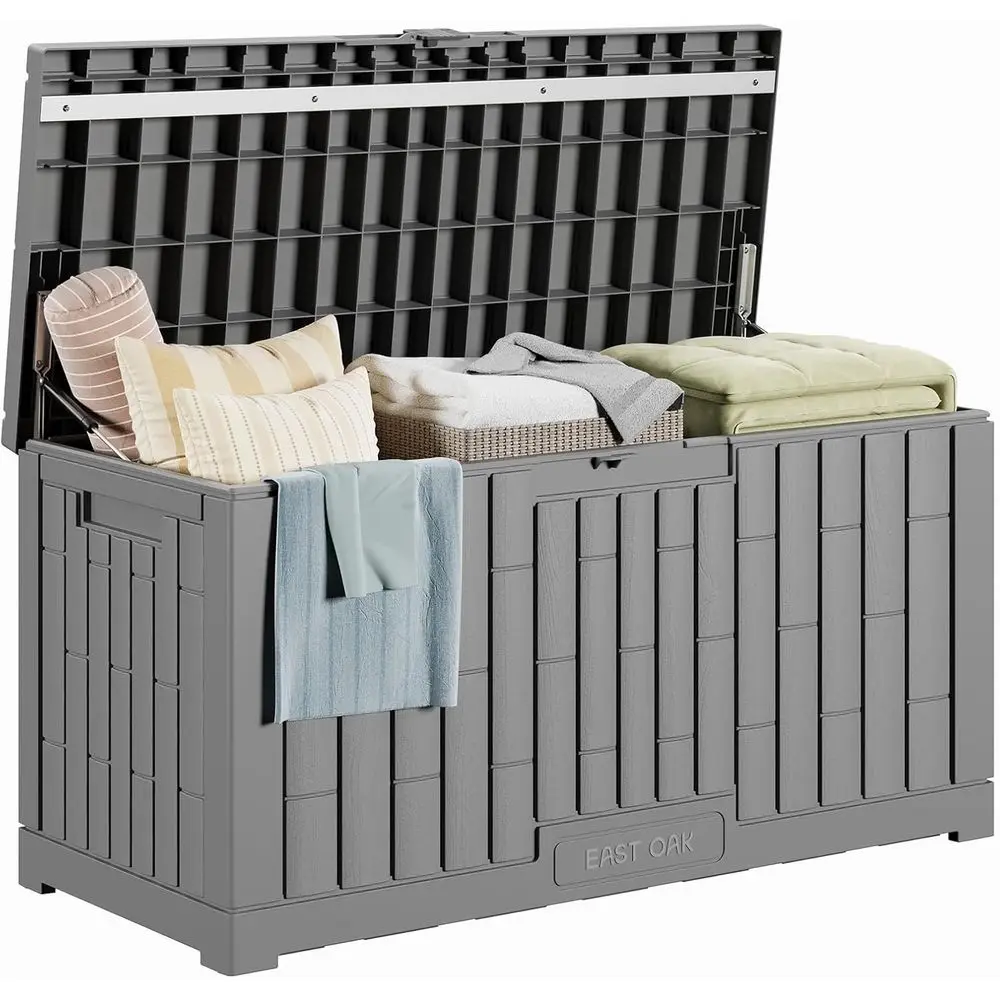 Outdoor Storage Box, 80 Gallon Deck Box, Waterproo Resin Storage Bin or Patio Cushions, Gardening Tools, Lockable, UV Resistant,