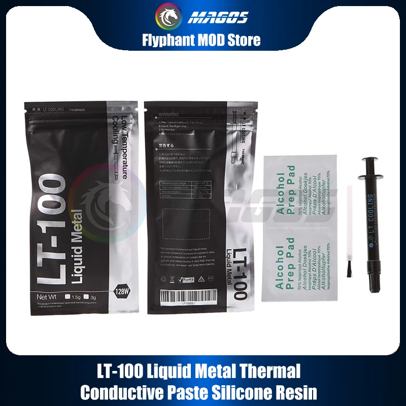 

LT-100 128W/m-k Liquid Metal Thermal Paste, Thermal Counpound High End Players MOD Conductive Heat Dissipation Silicone Resin