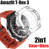 For Amazfit T-rex 3 T rex 3 Smart watch Case Protective Bumper TPU Soft Half Cover Shell Glass Screen Protector Film