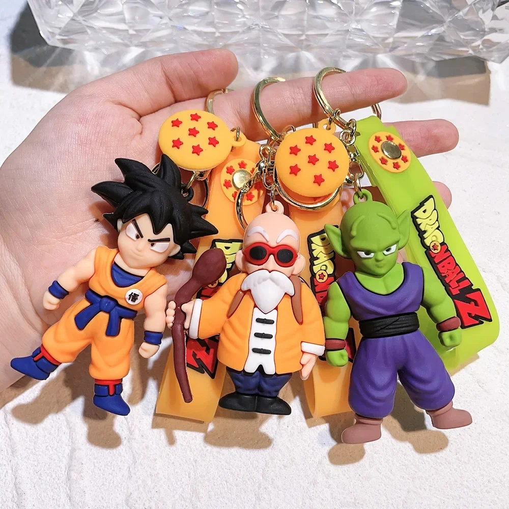 Porte-clés Dragon Ball Anime pour hommes et femmes, pendentif de sac, bijoux fantaisie, figurines d'action, Son Goku, Vegeta, Piccolo, PVC, 8cm