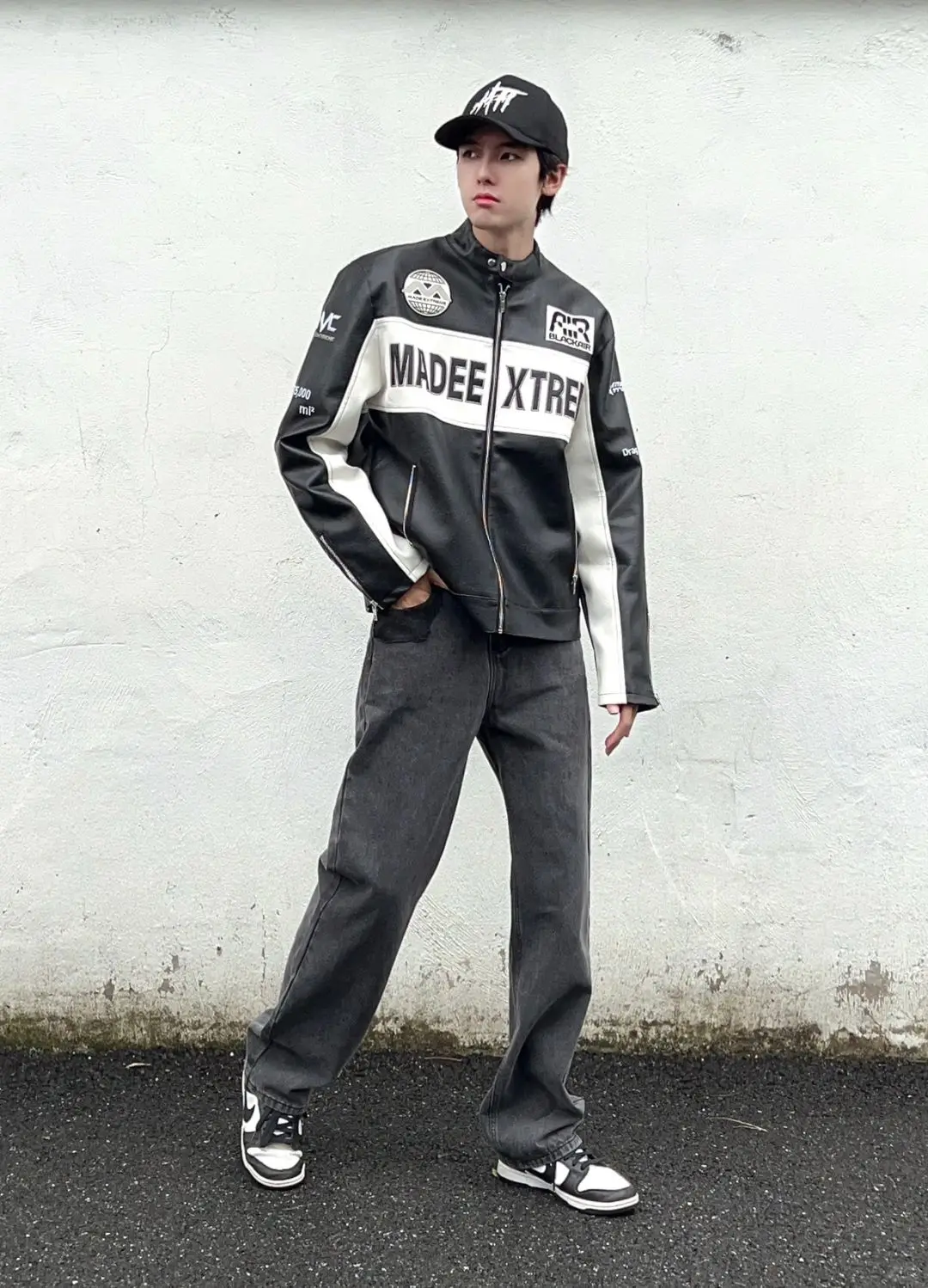 

Свободное мужское байкерское кожаное джато с вышивкой в стиле пэчворк, весенне-осеннее модное брендовое бейсбольное пальто, повседневное американское пальто для пар...