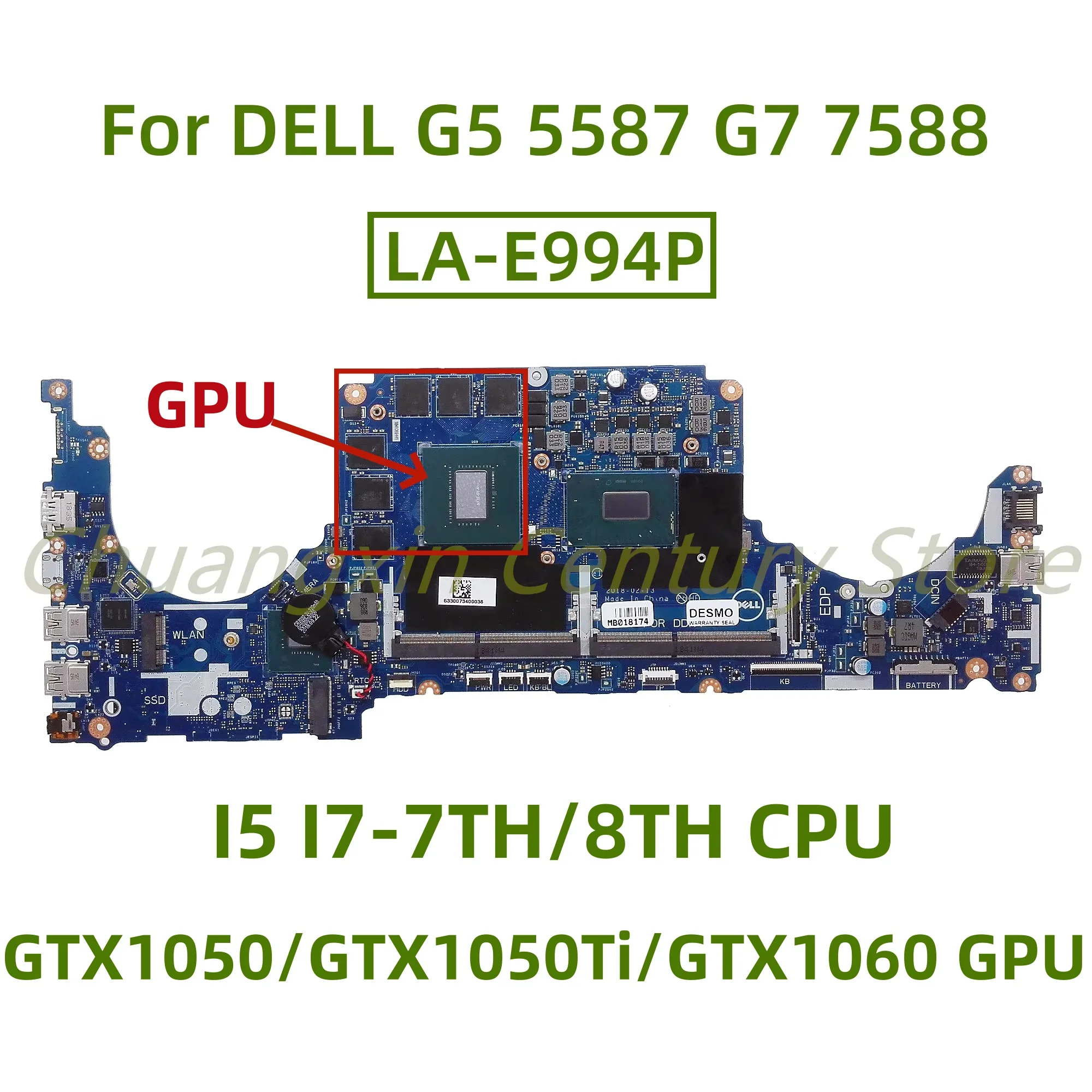 LA-E994P motherboard For DELL G5 5587 G7 7588 7580 Laptop with I5 I7-7TH/8TH CPU GTX1050/GTX1050Ti/GTX1060 4GB/6GB GPU 100% test