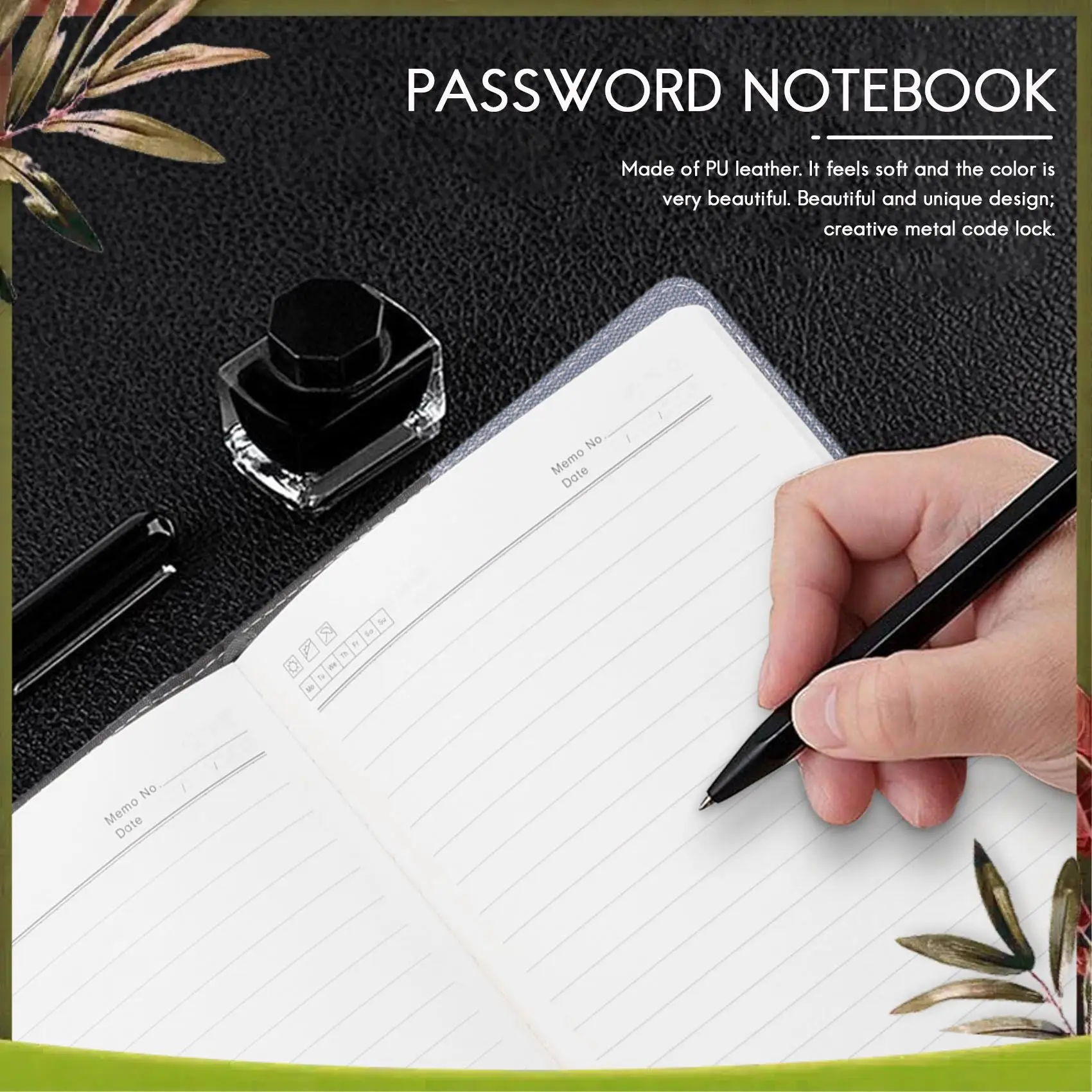 New-Password Notebook Paper Lockable Portable Book PU Diary Lock Traveler Journal Weekly Planner School Stationery