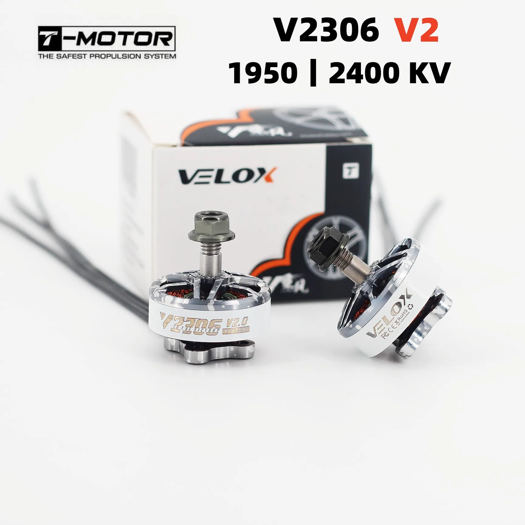 T-motor VELOX V2306 V2.0 2306 1950KV 5-6S / 2400KV 4S Lipo FPV Brushless Motor 4mm Shaft 16x16mm For Freestyle Quadcopter Drones