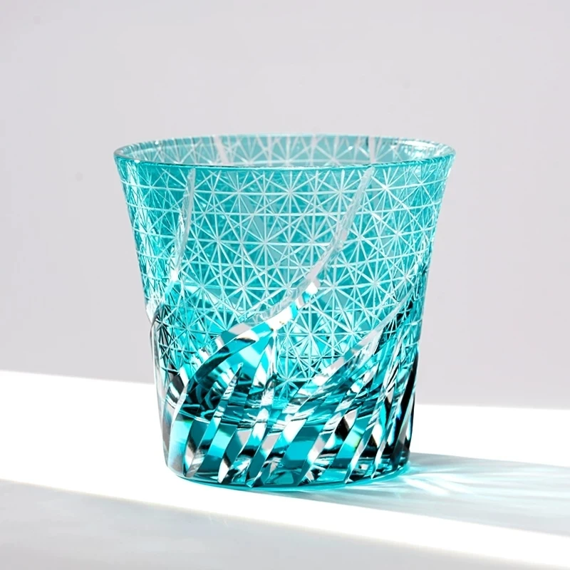 Cost-effective Edo Kiriko Wine Glass Finely Carved Crystal Whiskey Cup Wineglass Water Drinking Mug Drinkware Wooden Gift Box