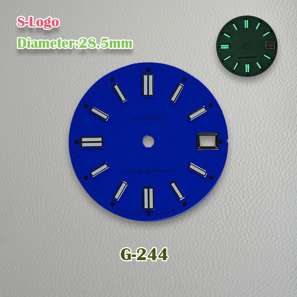 New 28.5mm S Logo NH35/NH36/4R/7S Dial  Suitable For  Japanese Automatic Movement C3 Green Luminous Watch Accessories ﻿