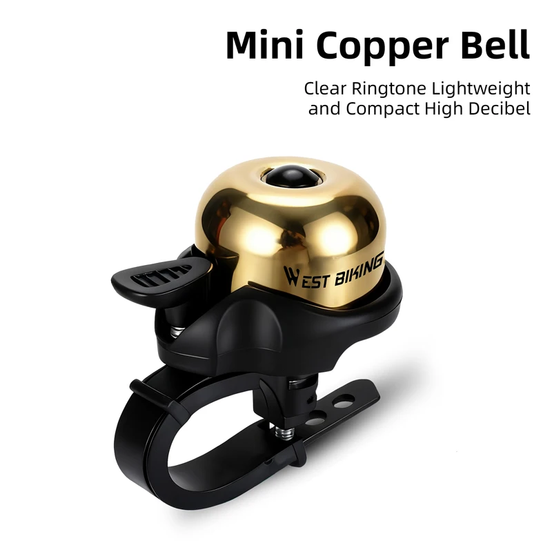 AliExpress West Biking WEST BIKING Mini Copper Bicycle Bell Bike Thumb Bell Lightweight Retro Horn For 19-31.8mm Handlebar MTB Road Bike Accessories