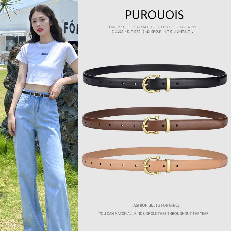 

Small And Exquisite Thin Golden Pin Buckle Women's Belt Fashionable And Trendy Women's Skirt Jeans Belt
