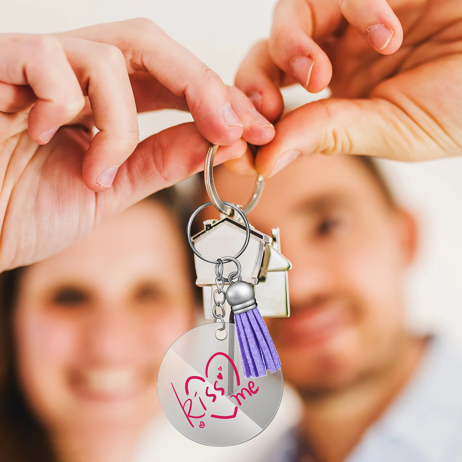 50pcs Acrylic Keychain Blanks Round Transparent Diy Key Ring For Gift Charm Pendant Lightweight Durable Blank Keychain Supplies