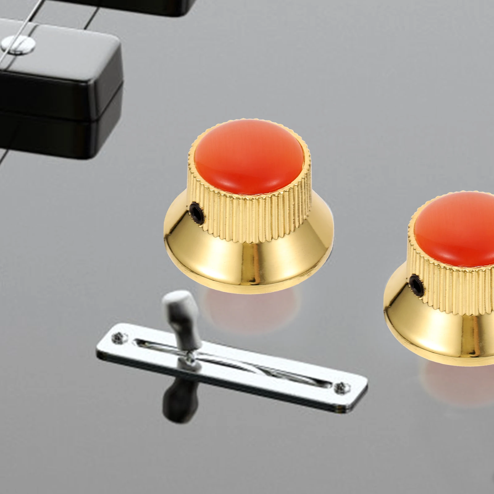 

3 PCS Domed Electric Guitar Bass Volume Tone Control Knobs Metal Hat Bell Style Guitar Bass Knobs for