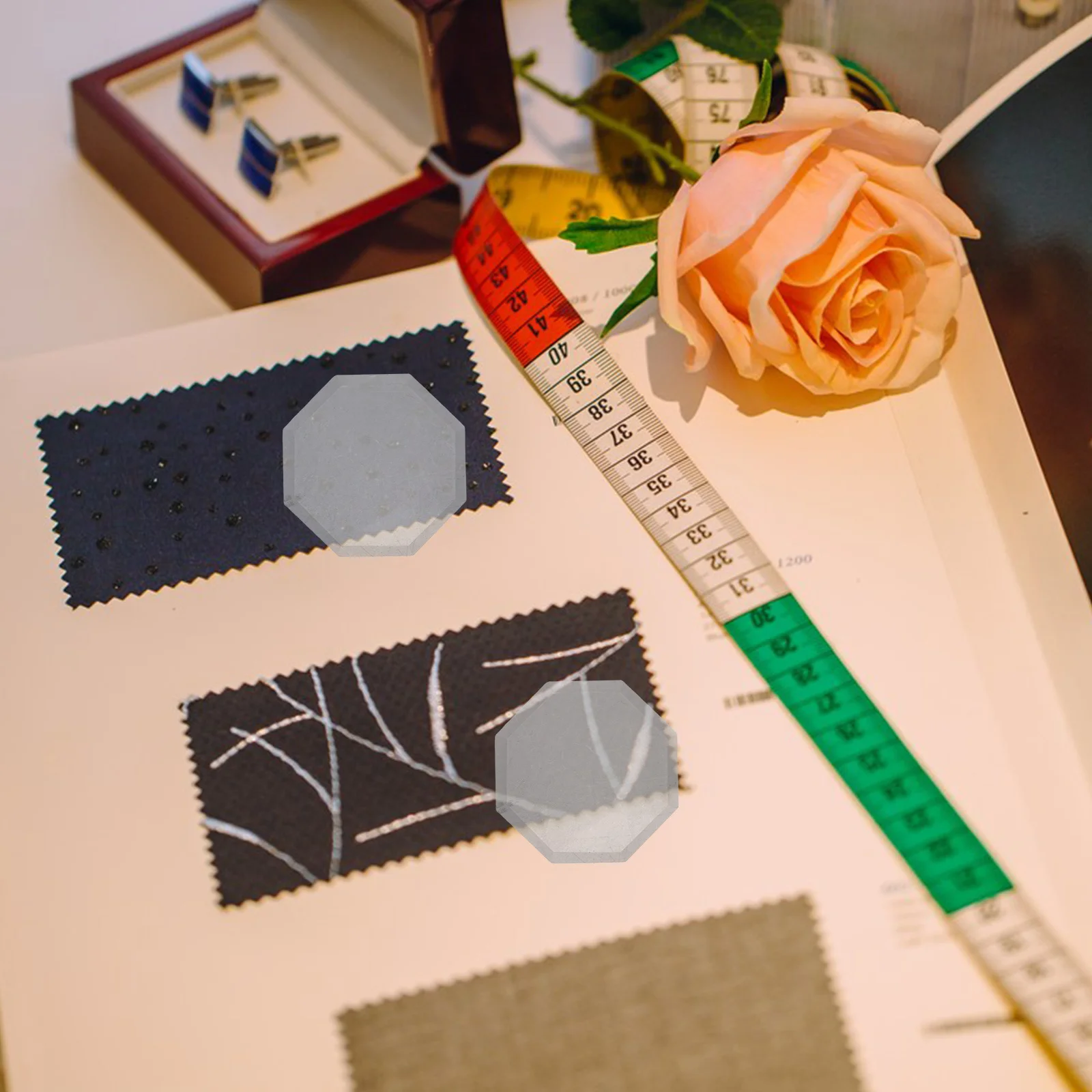 

8pcs Octagon Glass Fabric Weights Clear Paperweights Tailor Pattern Tools Sewing Quilting Templates Durable Precision Cutting