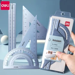 4 in 1 Deli Fizz Metall Lineal Briefpapier Set Aluminium legierung multifunktion ale Kombination Lineal Dreieck Winkelmesser zum Zeichnen