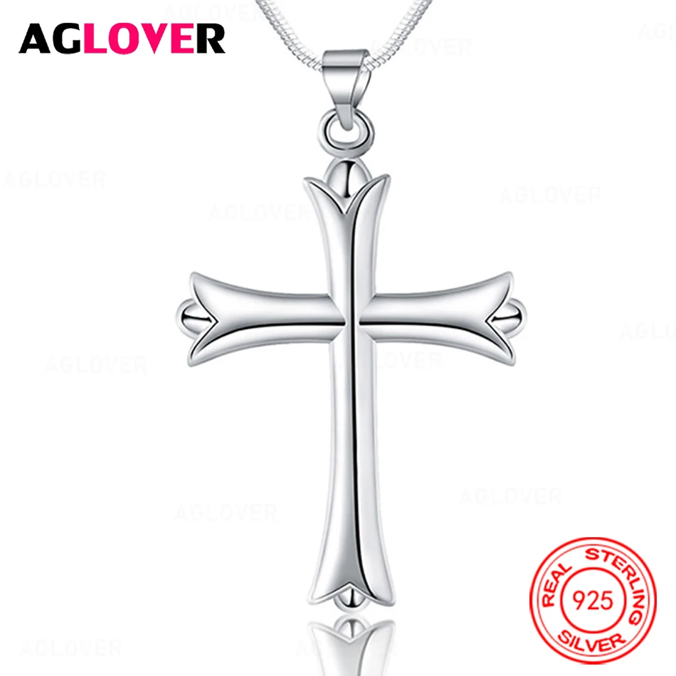 

AGLOVER 925 Sterling Silver Cross Pendant Necklace For Women - Unique Gift For All-Match Party Jewelry