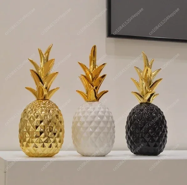 Pineapple Figurine 3 Colors Pineapple Ornaments Resin Wine Cabinet Window Display Crafts New Year Christmas Photo Props