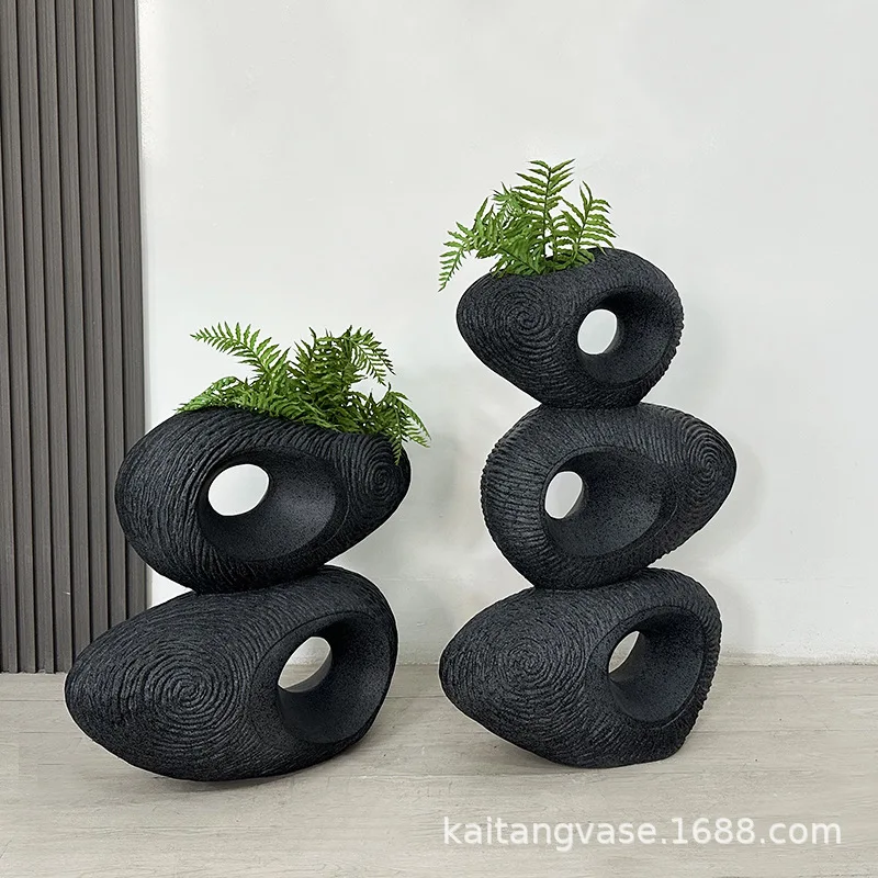 Floor-to-ceiling fiberglass flower pot decorative ornament courtyard villa landscaping B & B hotel office building green plant
