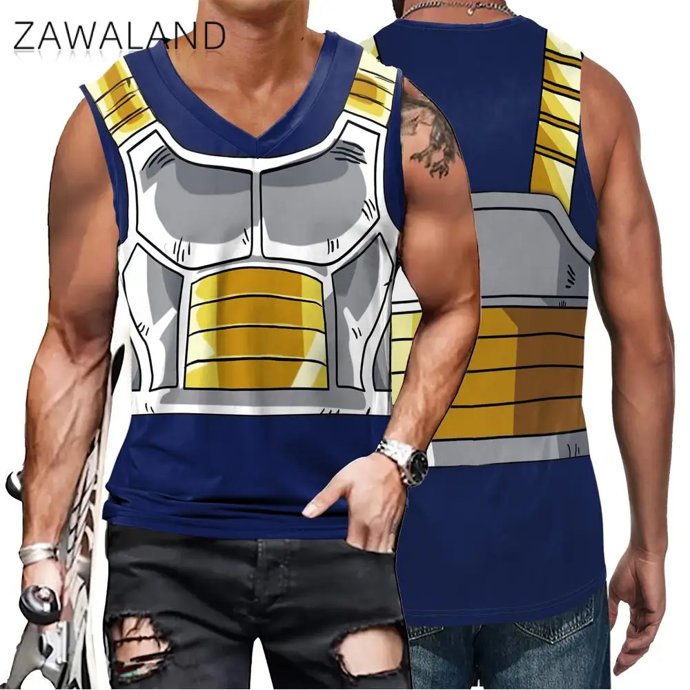 Zawaland Cosplay Japanese Anime Costumes Superhero 3D Printing V Neck Vests Muscle Men's Fitness Gym Compression Shirt Tank Tops