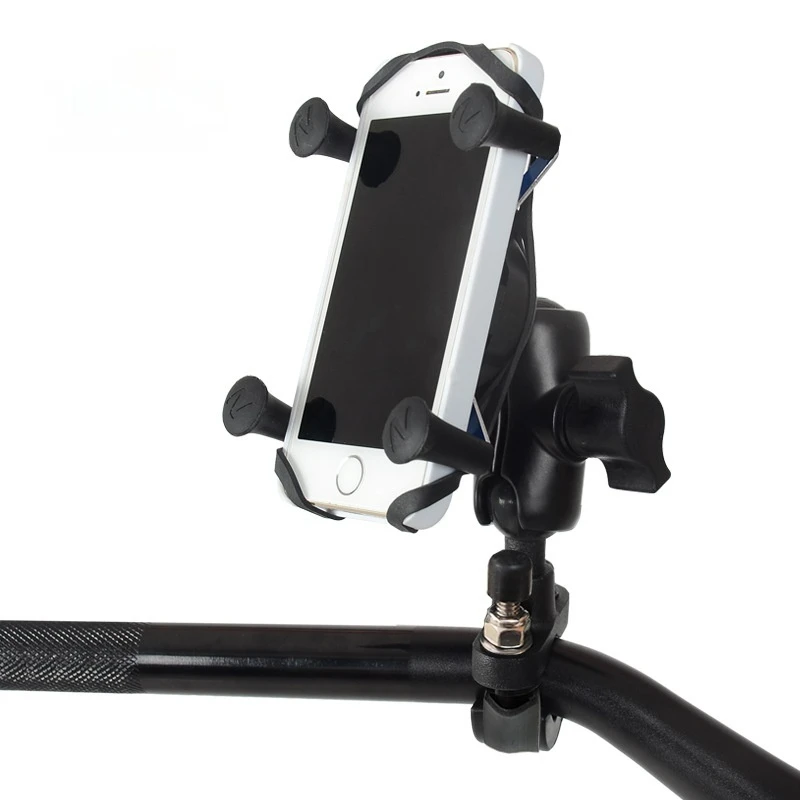 

X Grip Phone Holder with 9cm Double socket Arm and U Clamp for Bike Motorcycle Phone Mount Compatible with 1 inch Ram Mount