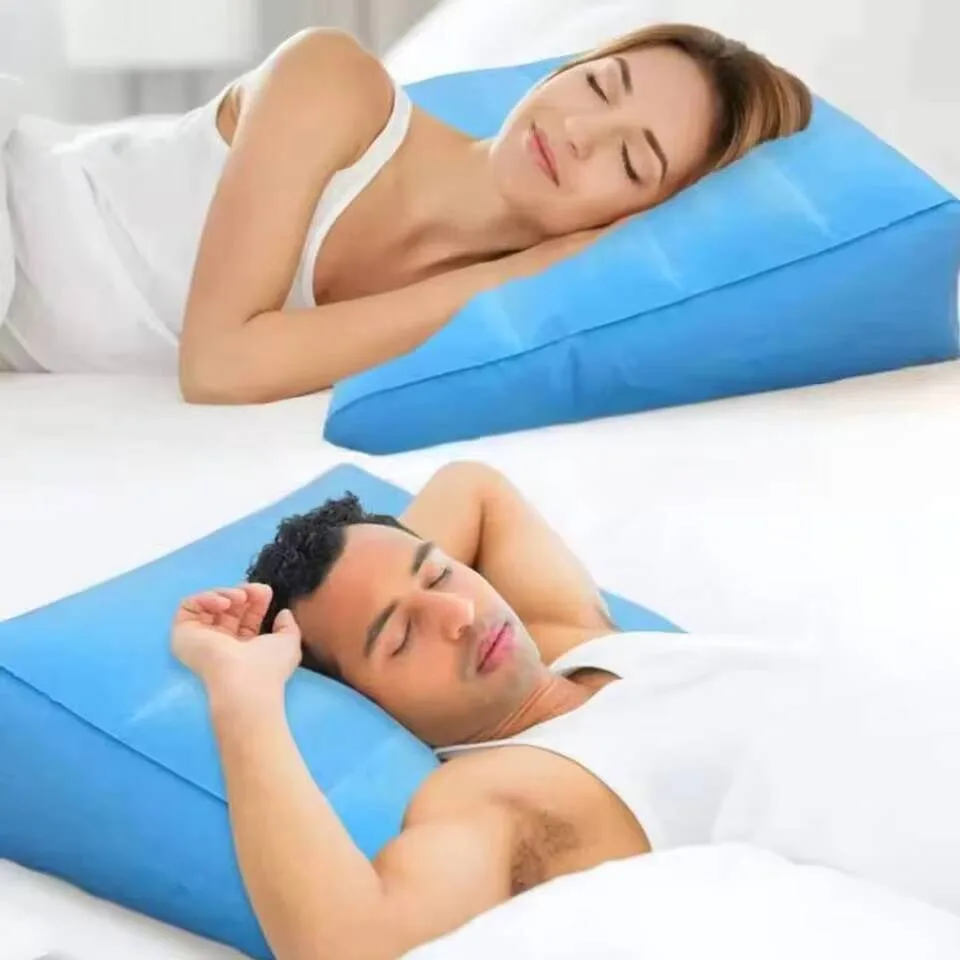 Inflatable Cushion Outdoor Travel Camping Ultralight PVC Flocked Air Lumbar Leg Pillow Triangle Reading Pillow