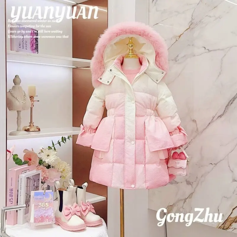 Winter jacket for Girl Thicken Warm Outerwear Fashion Hooded Coats Teens 2024 New Cotton Overcoat Winter Casual Parkas