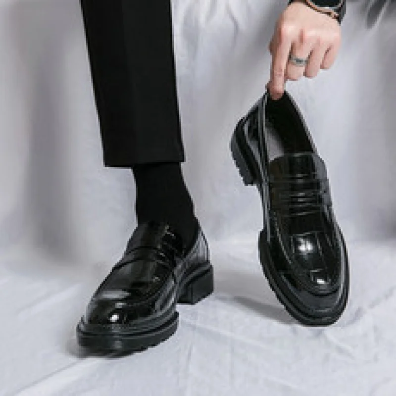 Scarpe, scarpe in pelle, velcro da uomo, testa tonda, traspiranti, business, casual, formali, pelle bovina, persone di mezza età e anziane, scarpe di papà