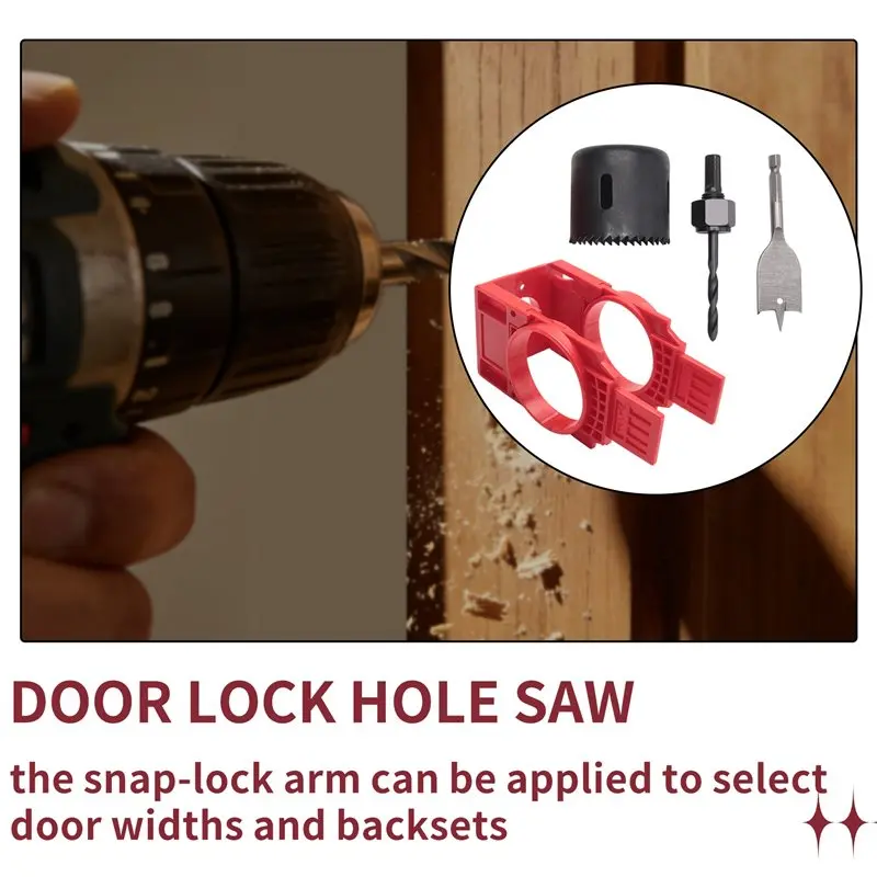 

A92P Door Lock Installation Kit,Door Hole Drilling Kit For Deadbolts And Locksets With Guide Template, Door Lock Hole Saw Durabl