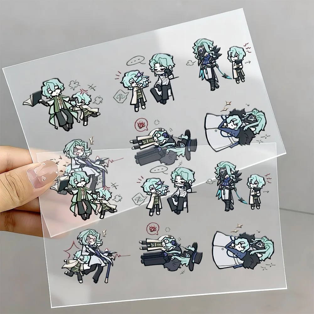 24 Genshin Impact Aufkleber, Dotolepan Taronee Panbo Transferpaste, Cosplay-Sticker, Cartoon-Anime-Spiel, Doktor-Notizbuch-Aufkleber