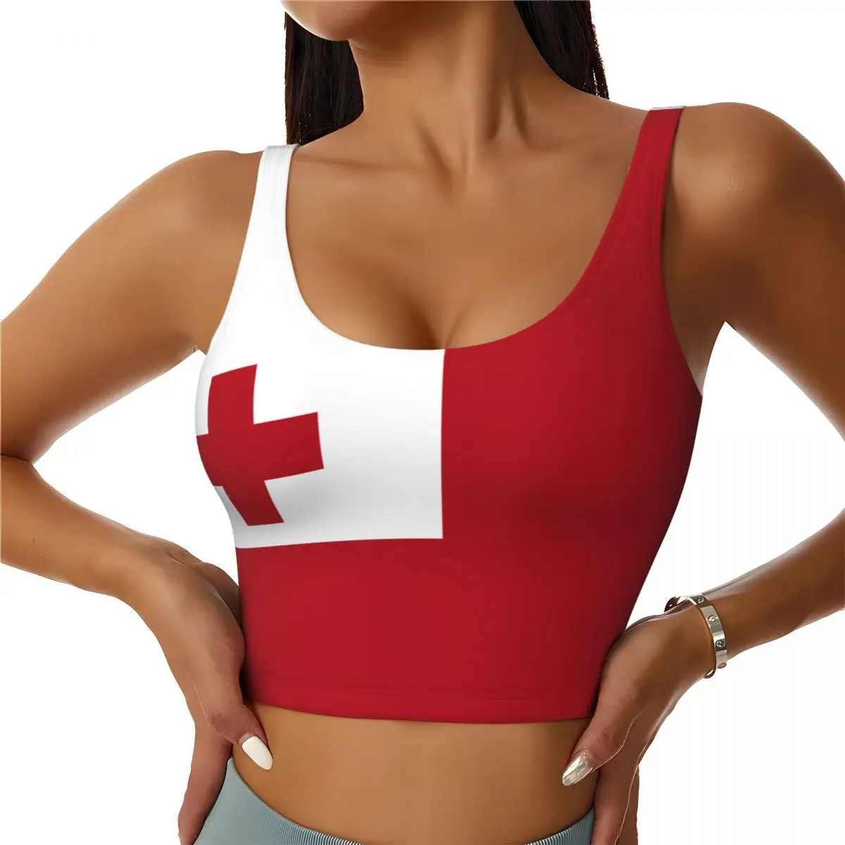 

2026 Женский спортивный жилет с принтом флага Тонга, жилет для йоги, тренировочный жилет для женщин, легкий модный