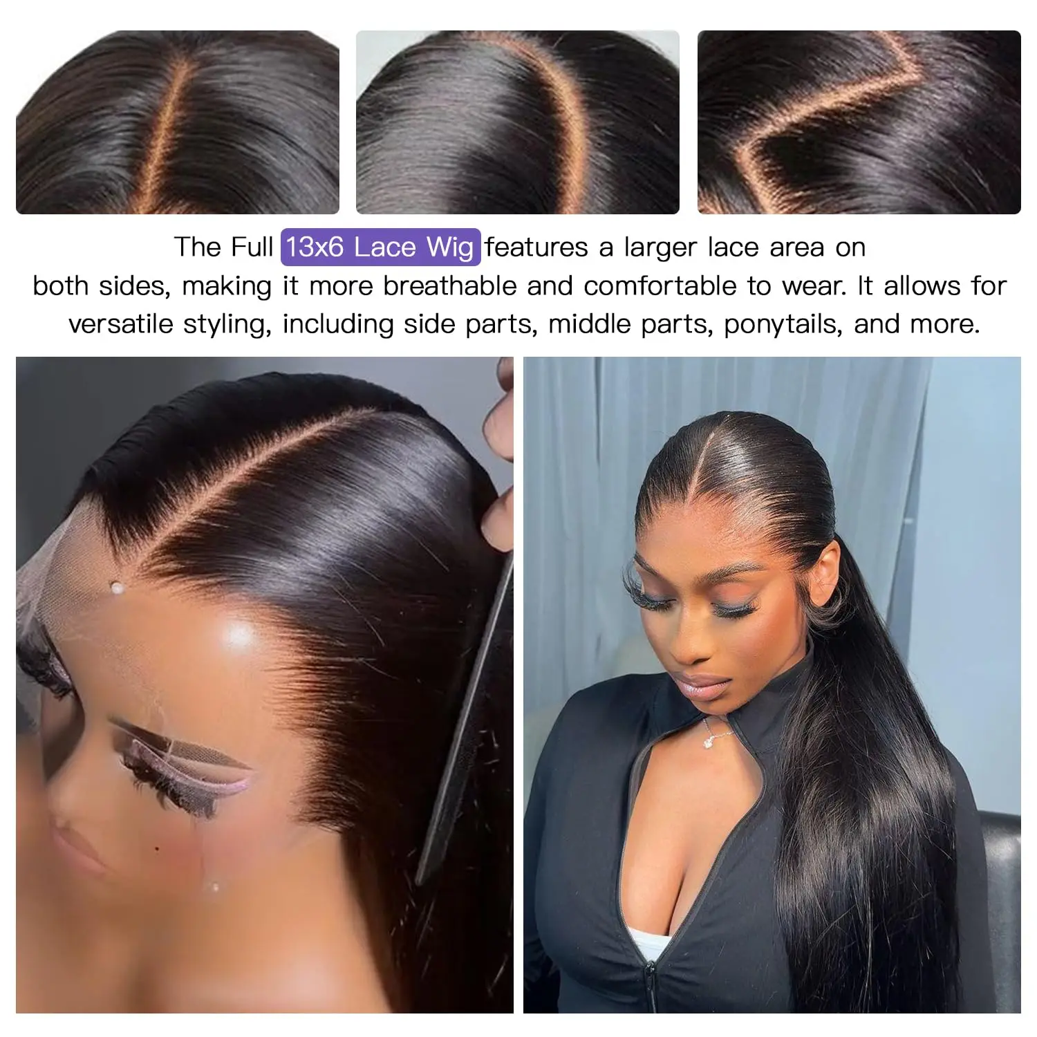 Lemoda كامل 13x6 SKINLIKE ريال HD الدانتيل كامل الباروكات الأمامية 15A البرازيلي مستقيم شعر بشري لعذراء الباروكات 200% الكثافة المتوترة ينتهي #6