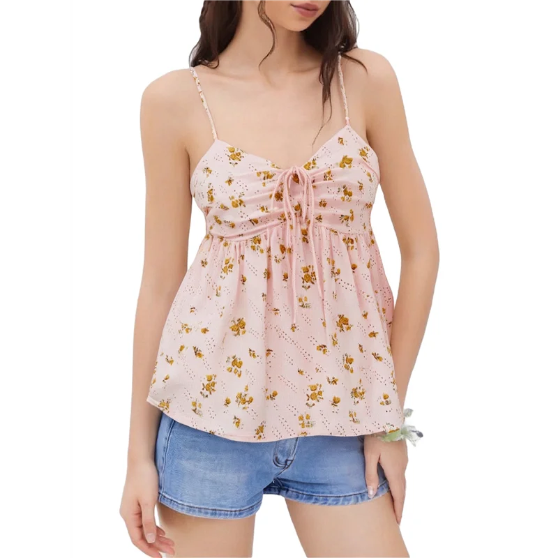 

ABRT-Women's Backless Tops Summer Short Floral Sweet Backless Vest For Going Out Y2K