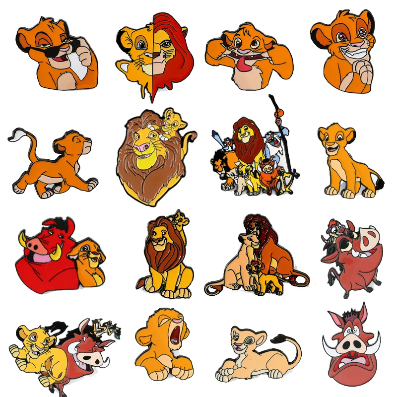 

New The Lion King Metal Brooch Cartoon Movie Simba Cute Hats Backpack Badge for Children Jewelry Accessory Enamel Pins Gifts