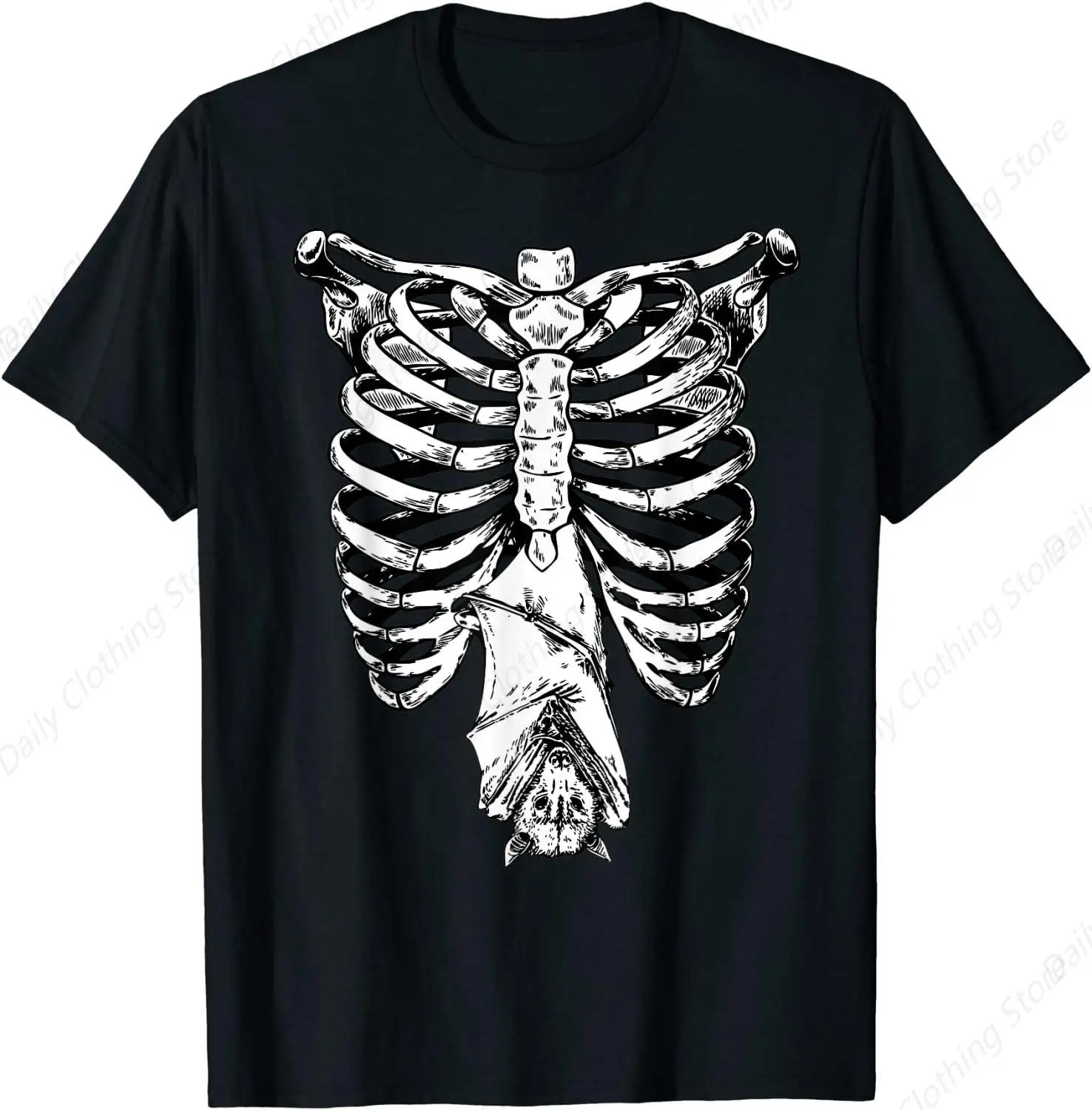 Skeleton Ribs Bat Costume Cool Tee Halloween Gift T-Shirt Fashionable Comfortable Men Cotton Top