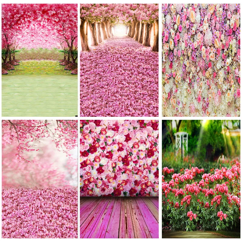 

Vinyl Custom Photography Backdrops Prop Flower Wall Wood Floor Wedding Theme Photo Studio Background CXZM-15