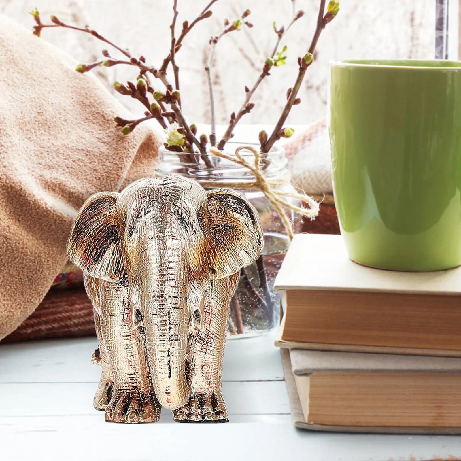 

3Pcs Home Decoration Elephant Statue Resin Craft Delicate Desktop Ornament Fortune Prosperity Sculpture Creative Resin Elephant