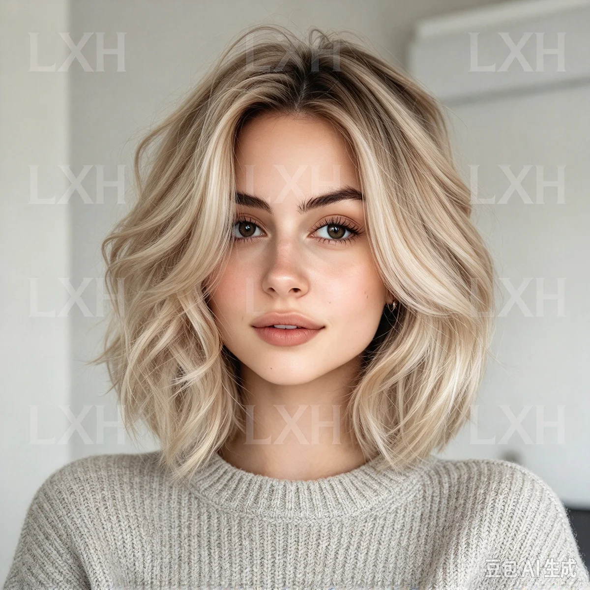 100% Human Hair Wig Highligh Blond Wave 150 Density 13x4 Lace Front Soft with Baby Hair Pre-Plucked | Easy Care for Natural Look