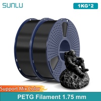 SUNLU 2KG PETG/PETG Clear Filament 1.75 ±0.02mm 1kg Spool (2.2lbs) High Toughness Neatly Wound Filament Fit Most FDM Printer