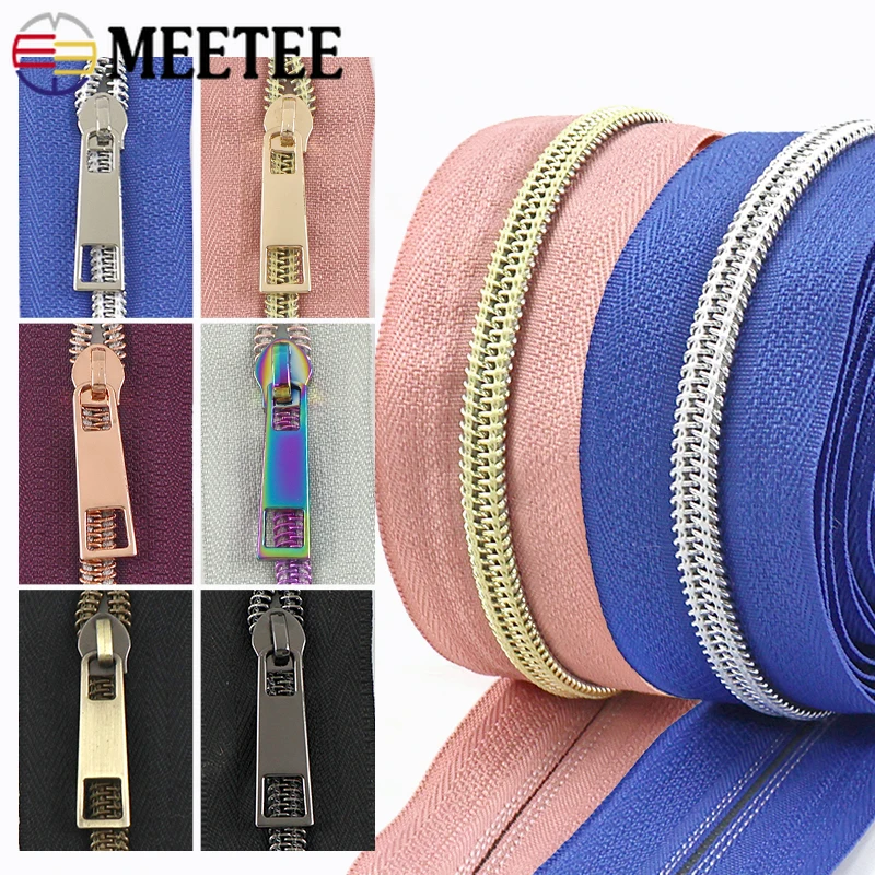 

2/5/10Meters Meetee 5#Nylon Zipper+Zip Puller Clothing Sewing Zips Backpack Closure Zippers Repair Kit DIY Handmade Accessories