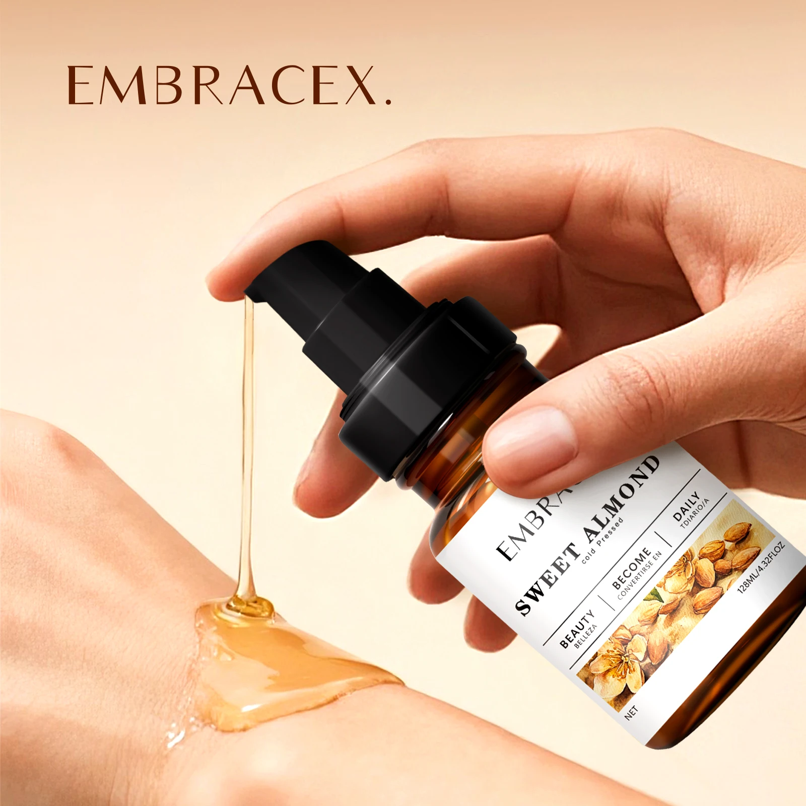 128 ml süße Mandelöl-Trägeröle, nährende Körperfinger, Hände, alle Hauttypen, feuchtigkeitsspendende Haut, geeignet für alle Haartypen