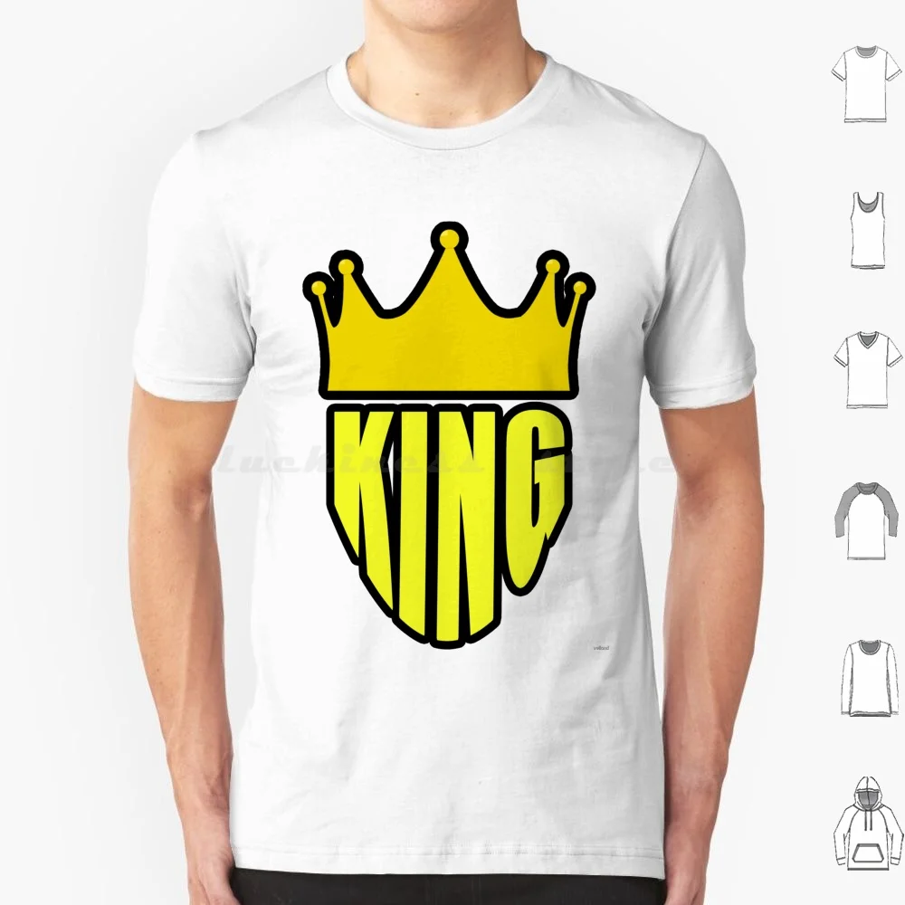 King T Shirt Big Size 100% Cotton King Kingdom Crown Word Gold Yellow Bubble Writing Gangster Number One Top Hierarchy Top Dog