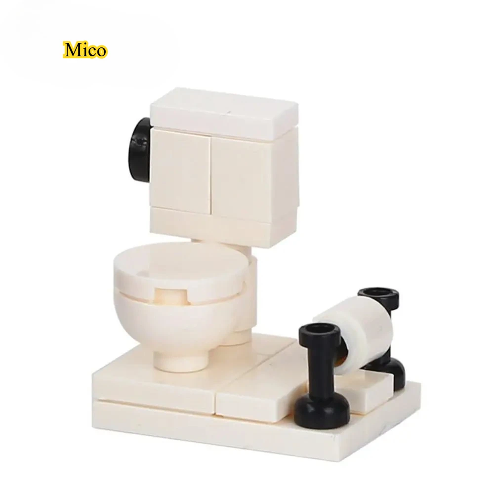 

City Bathroom Toilet 16Pcs Street View Furniture Model Miniature Ornament Home Desktop Decor Collectible Figurine Accessories