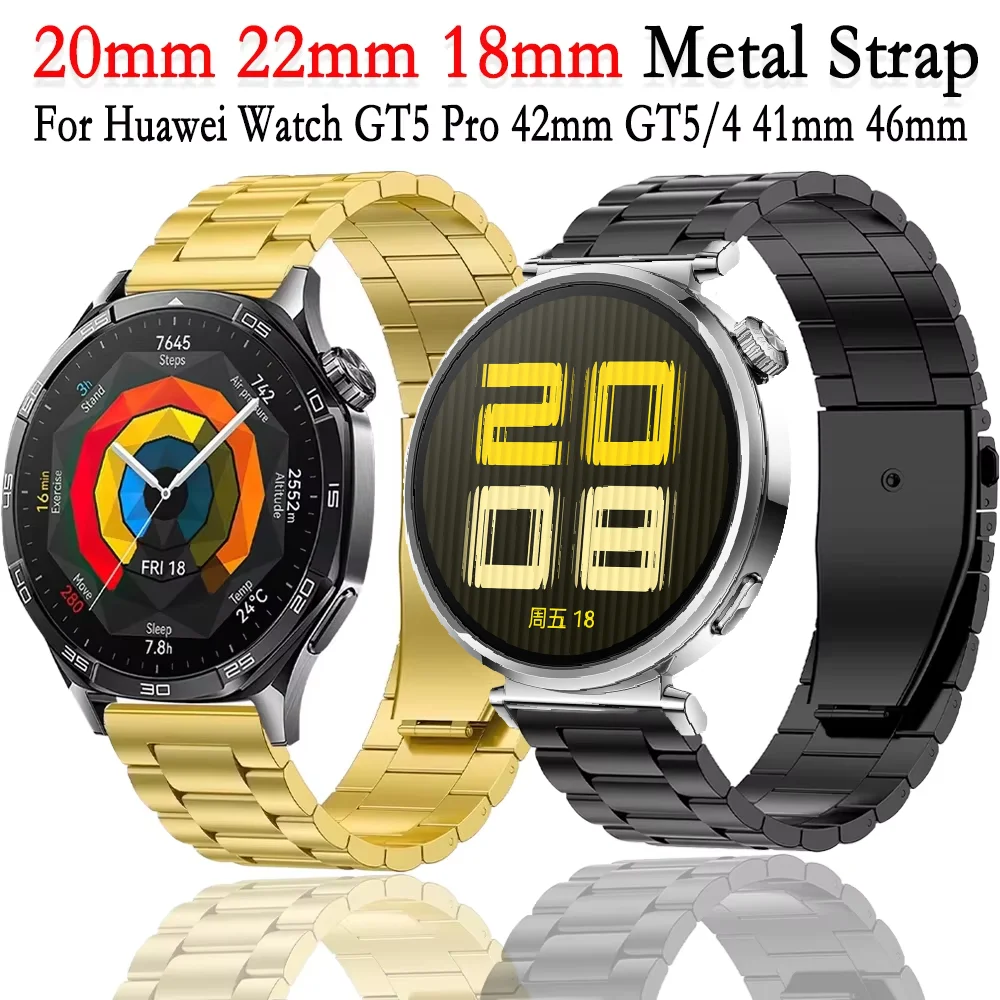 20mm 22mm 18mm Metal Strap for Huawei Watch GT5 Pro 42mm GT5/4 41mm Comfortable Wristband Bracelet Huawei Watch GT5/4/3/2 46mm