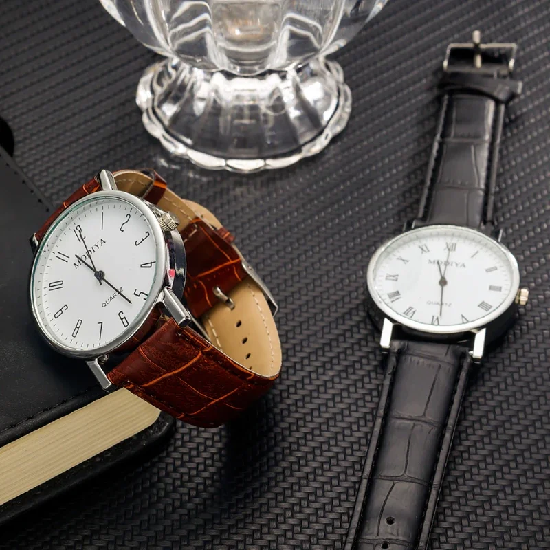Relógio de pulso de negócios masculino, pulseira de couro luxuosa, relógios analógicos, relógio de quartzo, casual, simples